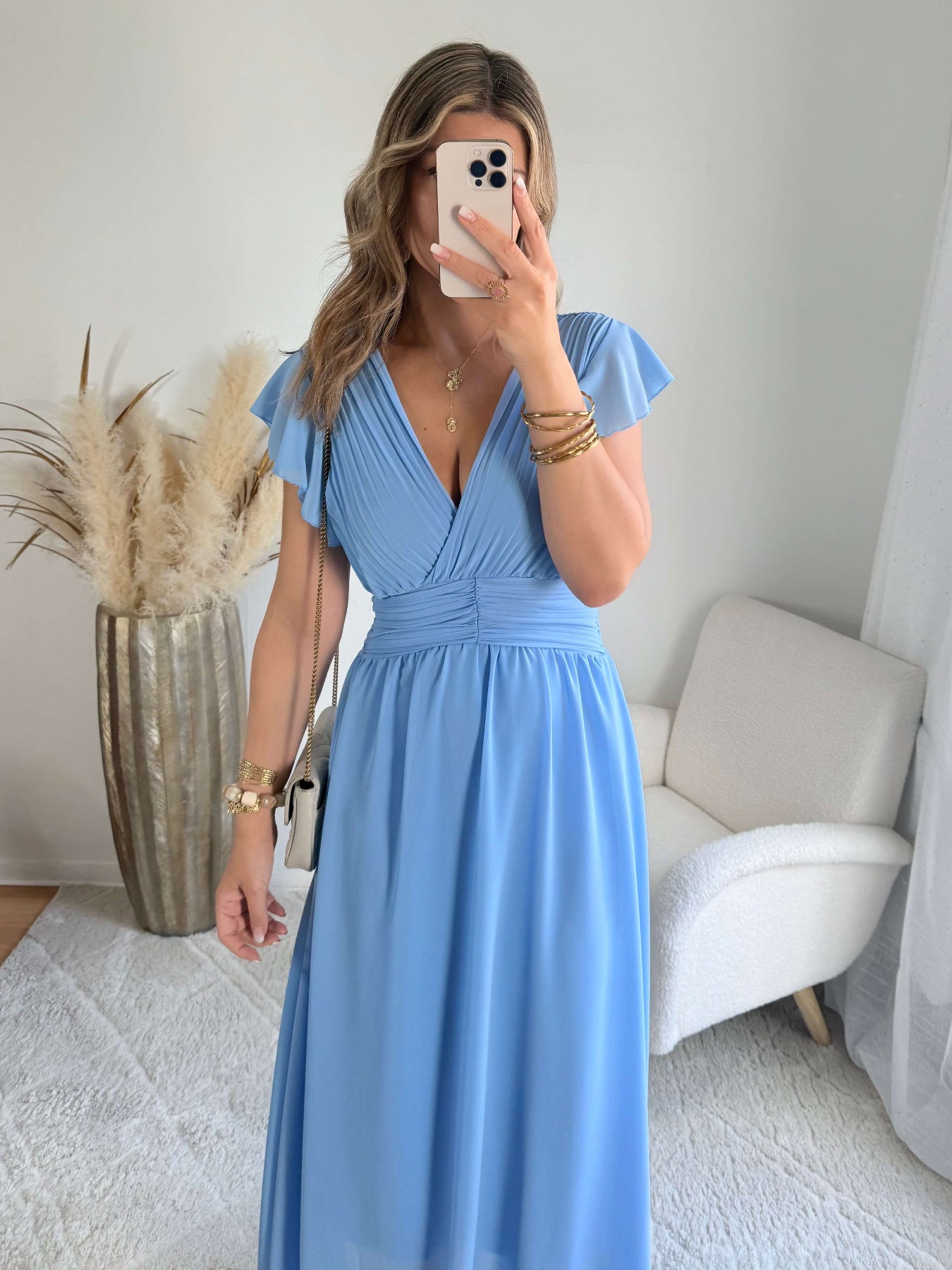 Robe longue femme bleu clair cérémonie - Zoé - Easy Dressing