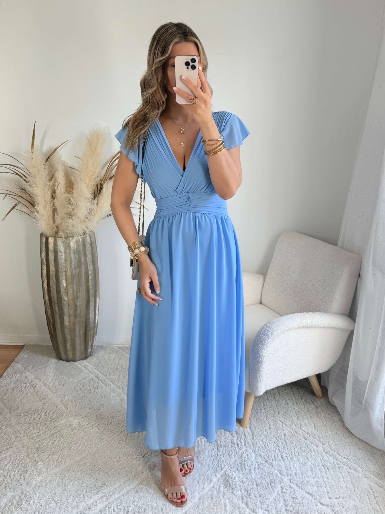 Robe longue femme bleu clair cérémonie - Zoé - Easy Dressing