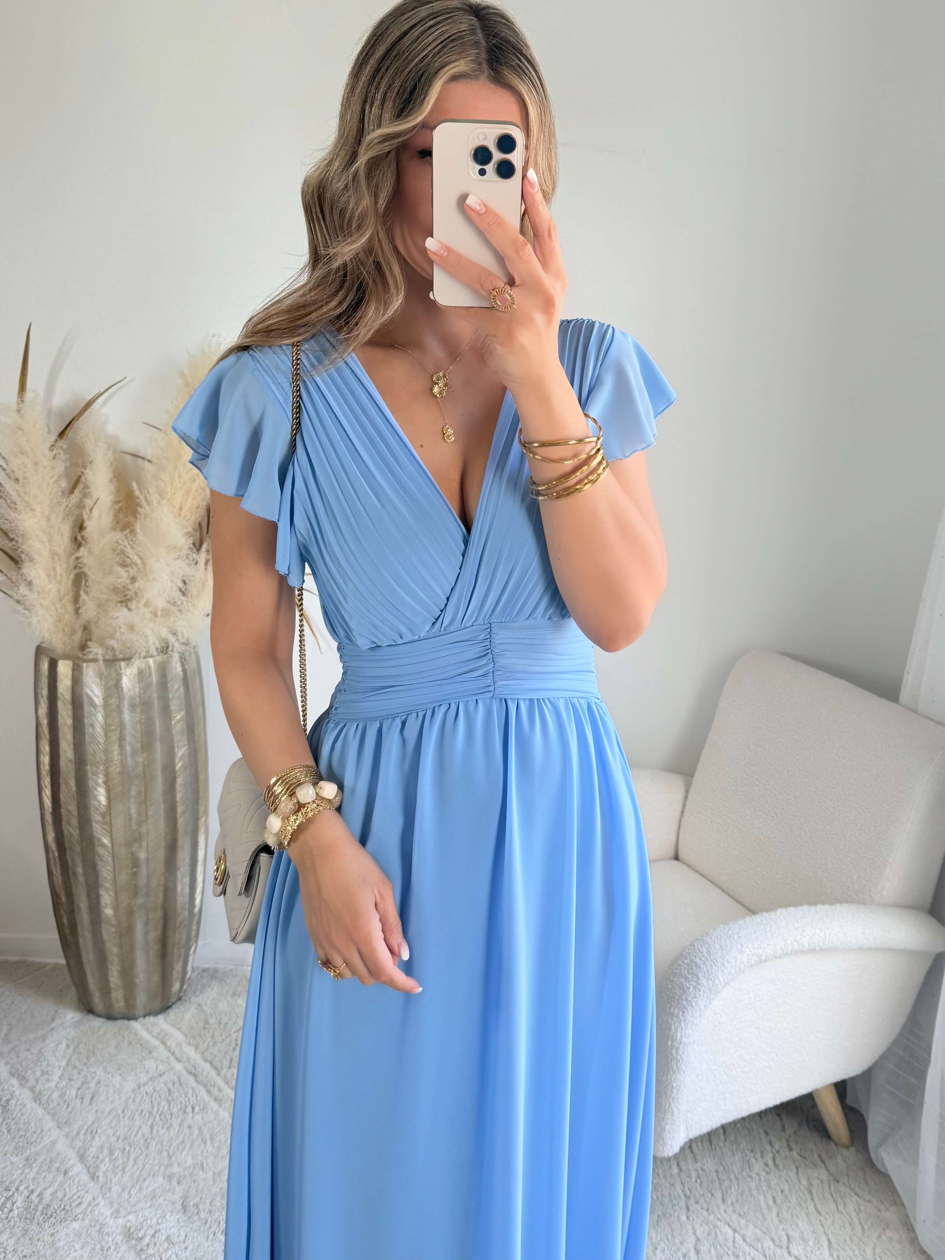Robe longue femme bleu clair cérémonie - Zoé - Easy Dressing