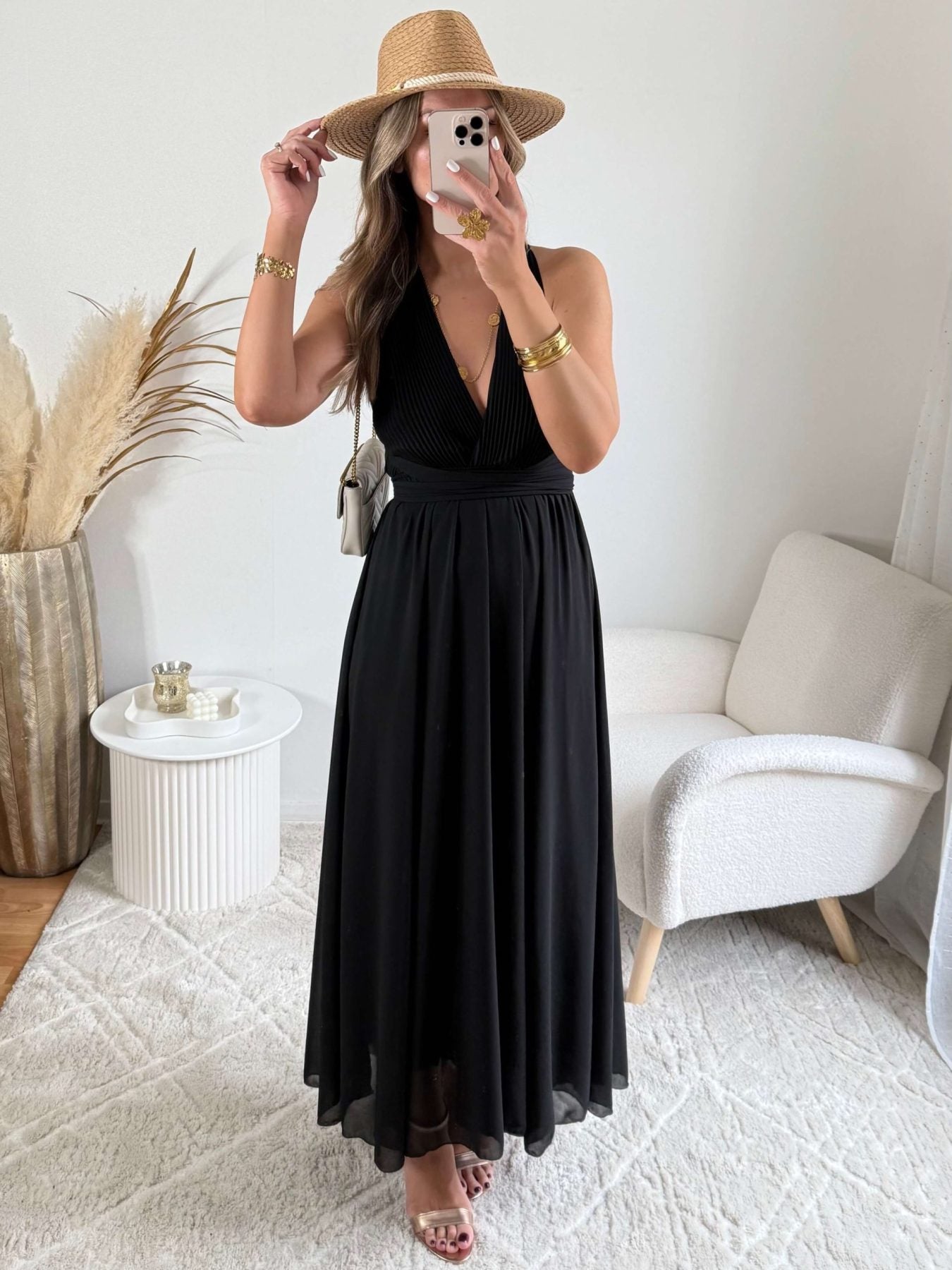 Robe longue noire dos nu - Valentina