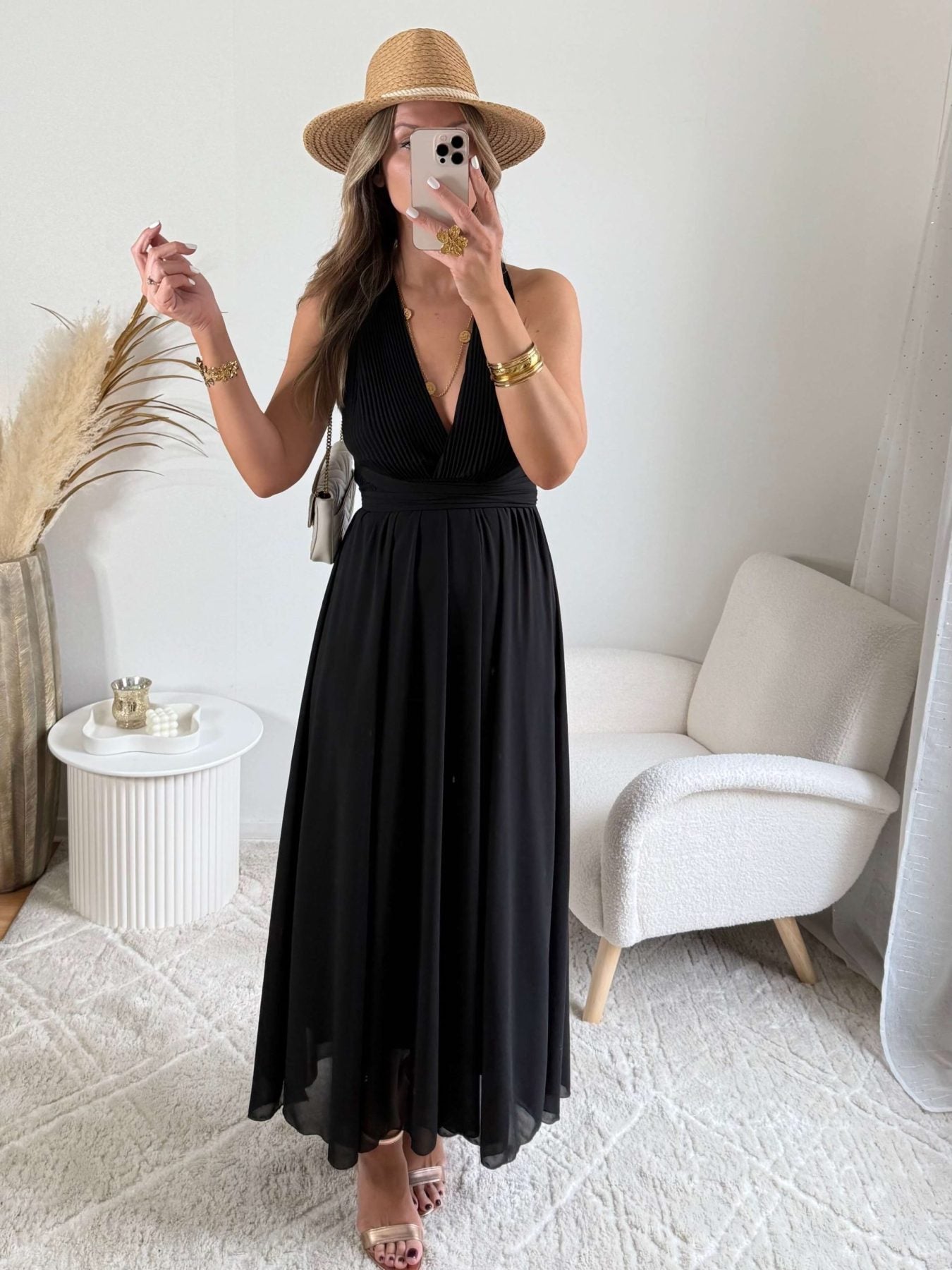 Robe longue noire dos nu - Valentina