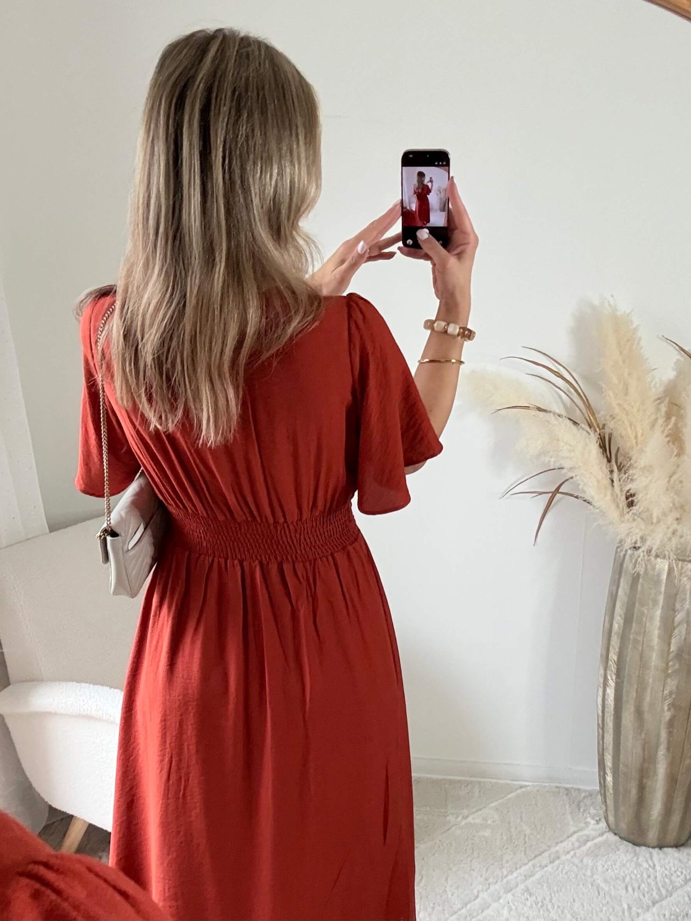 Robe Diana fendue longue terracotta bohème chic du S au 4XL - Easy Dressing