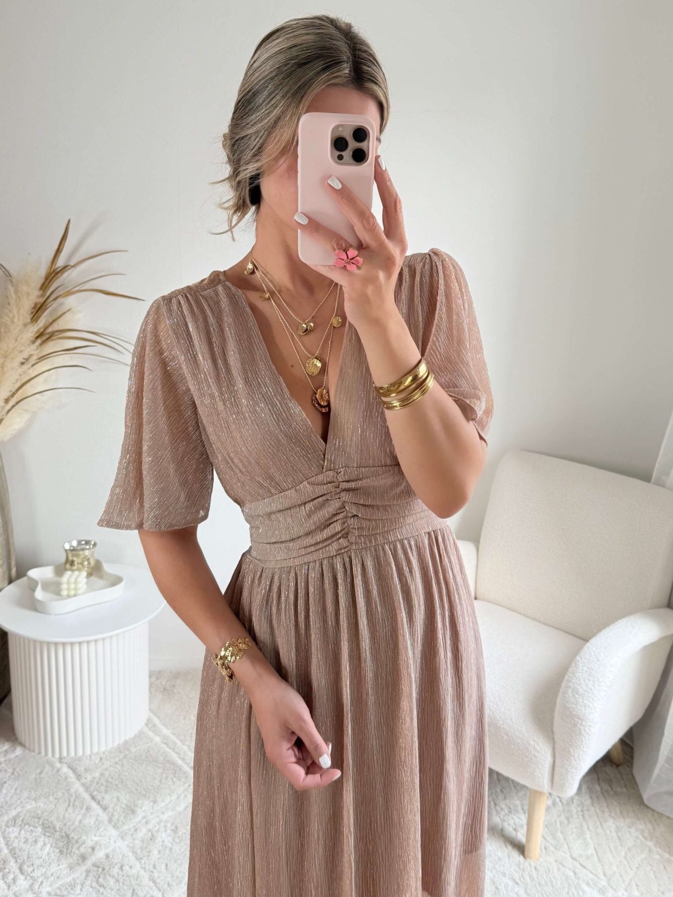 Robe longue or rose - Ambre