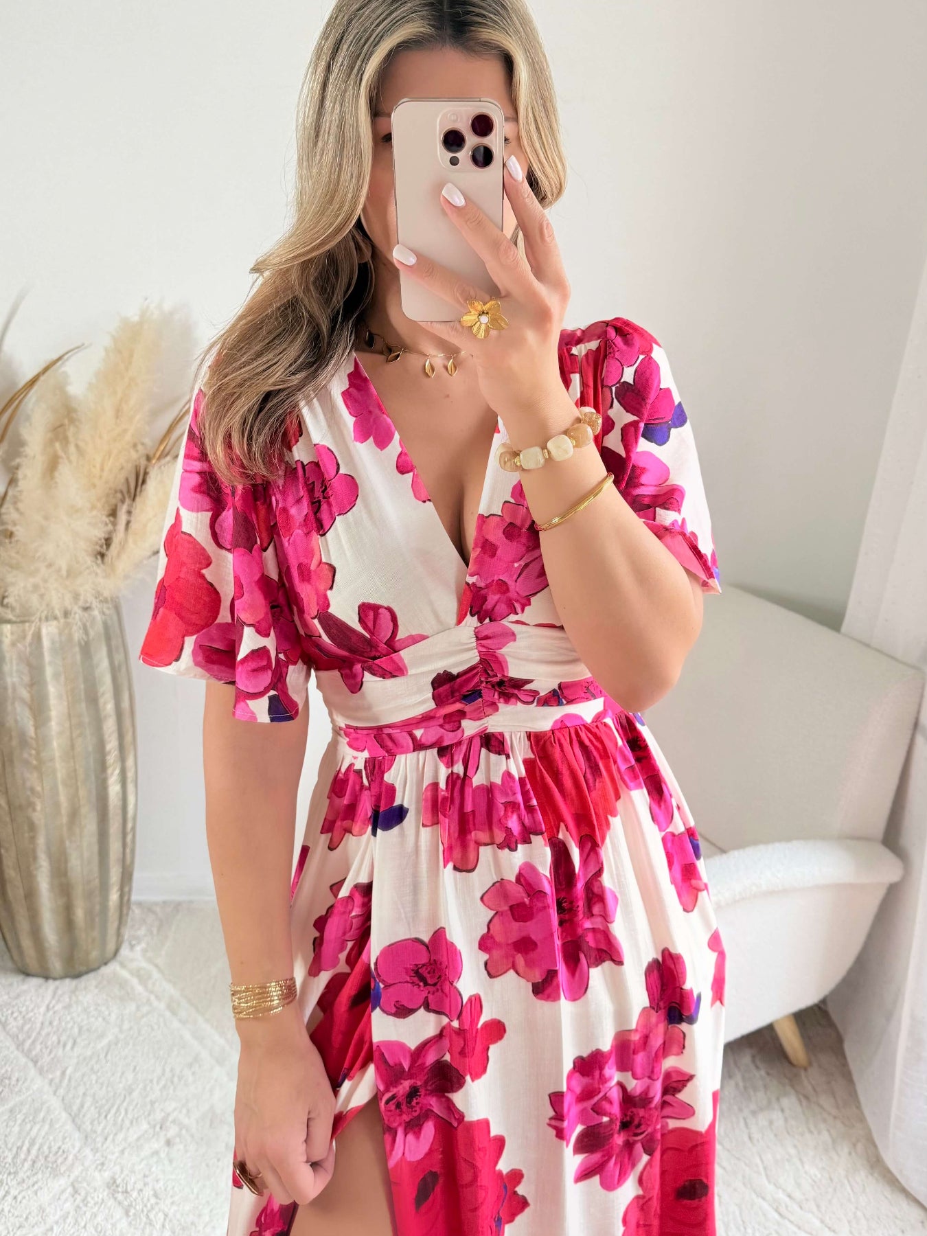 Robe longue fendue fleurie - Anaïs du 36 au 50 - Easy Dressing