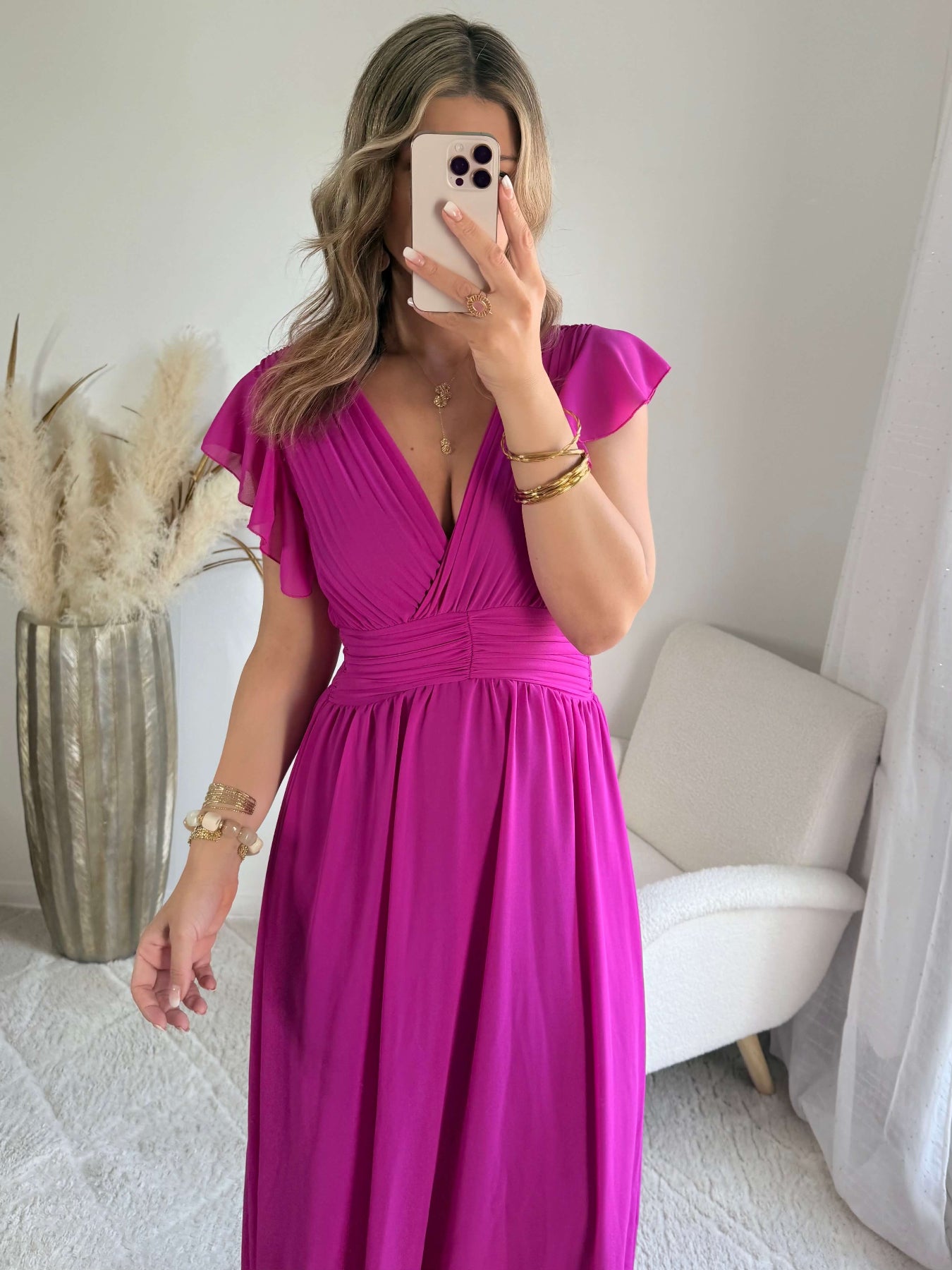 Robe longue fuchsia– Zoé - robe de cérémonie femme Easy Dressing