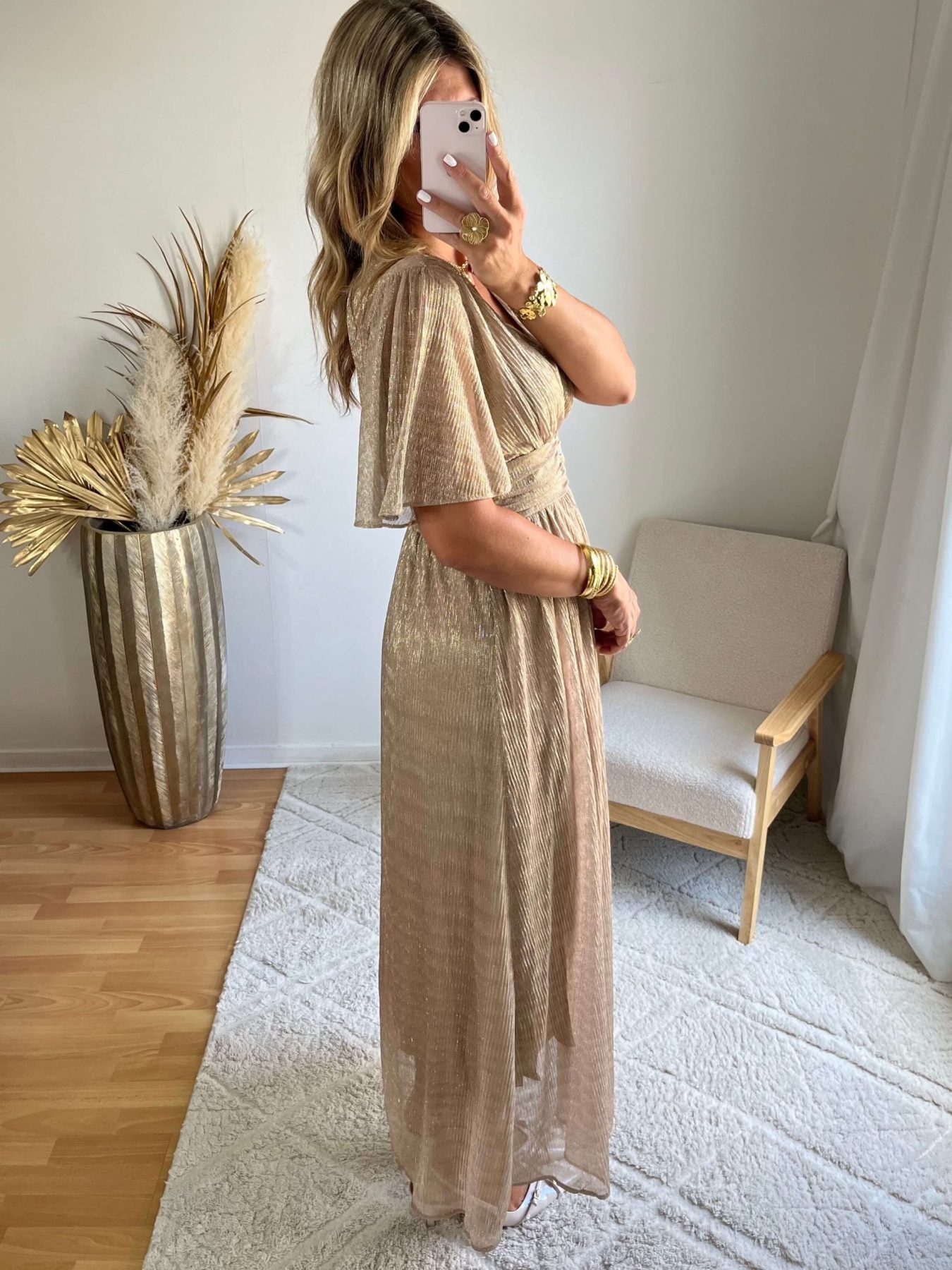 Robe longue irisée beige - Linda