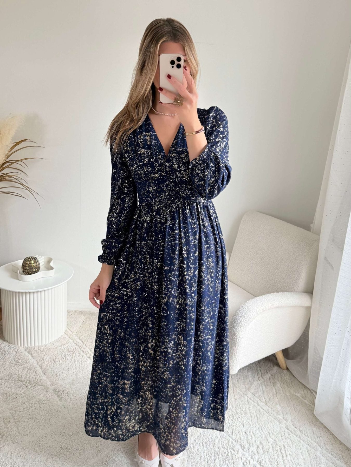 Robe longue marine dorée - Romy