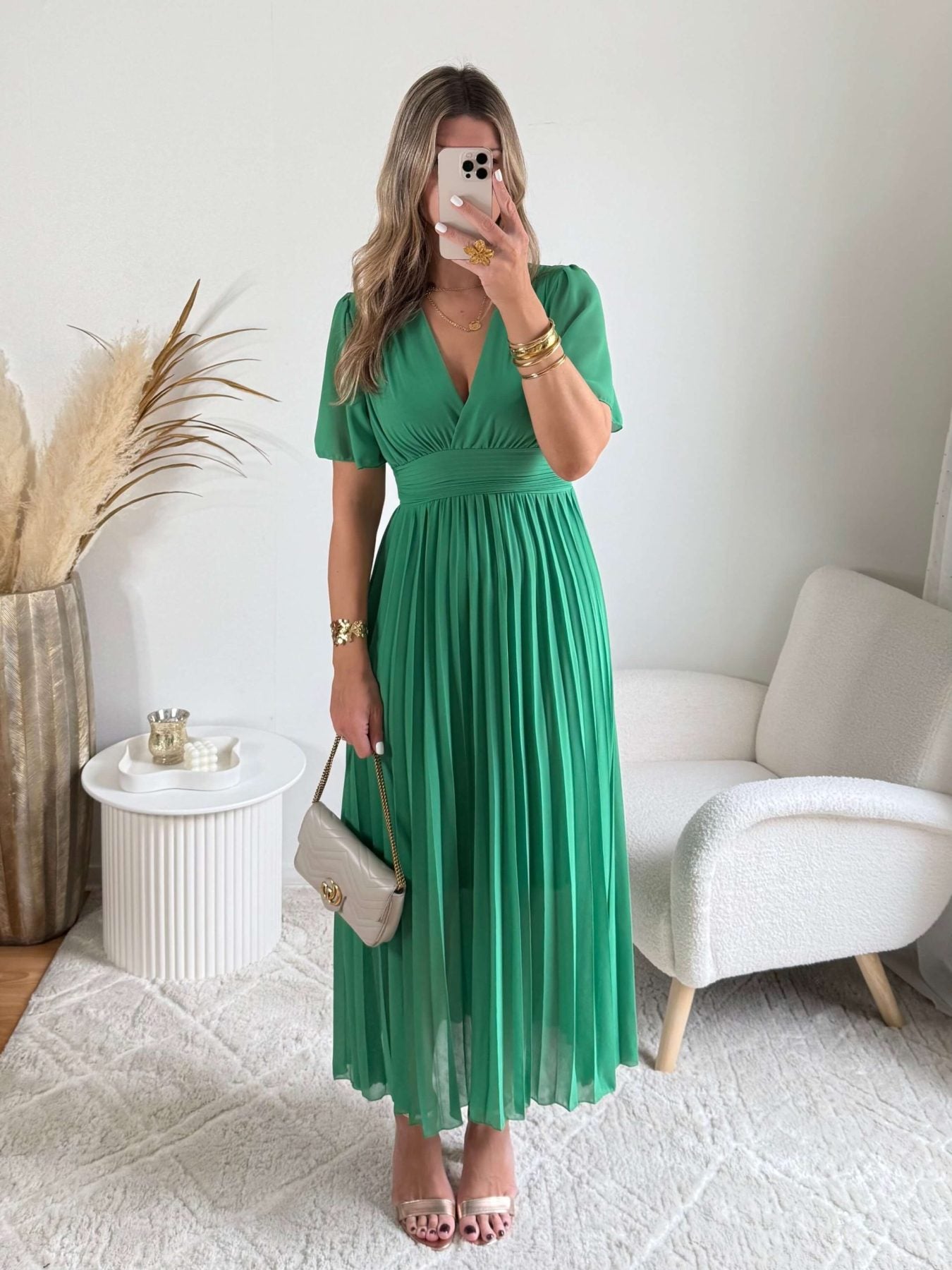 Robe plissée verte - Ana