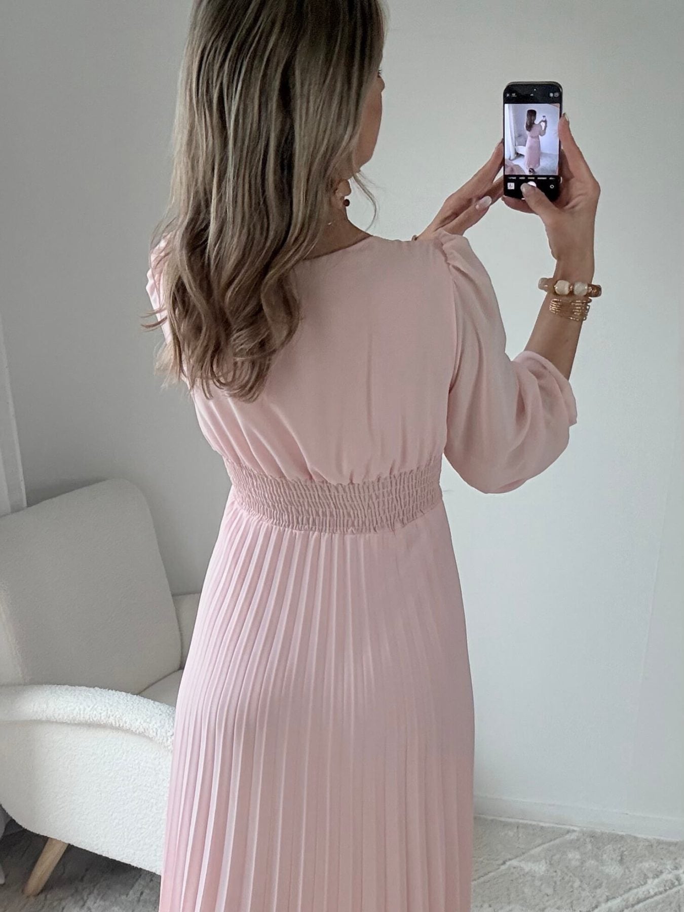 Robe longue rose poudré - Angèle