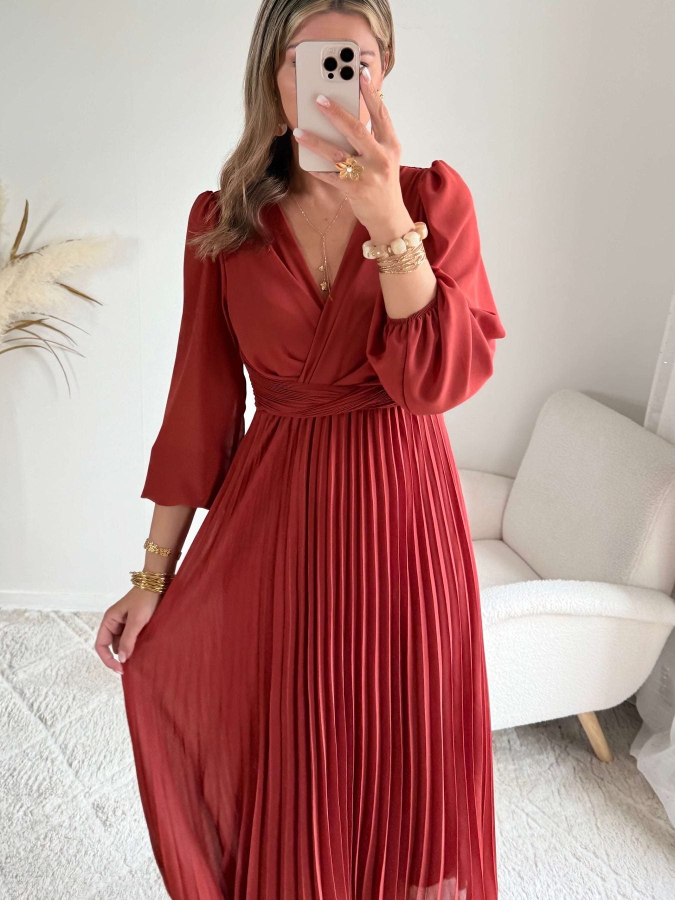 Robe longue terracotta - Angèle