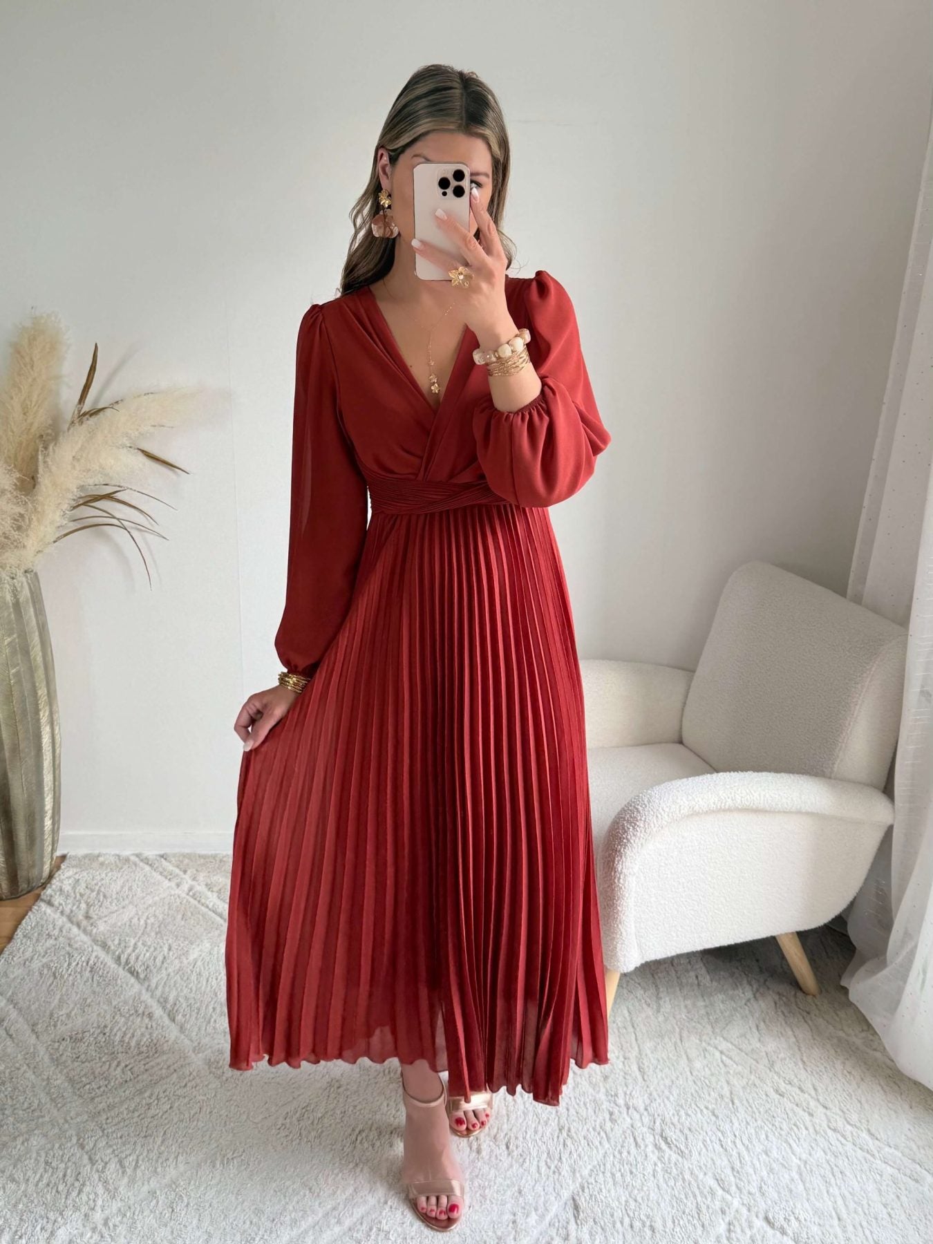 Robe longue terracotta - Angèle