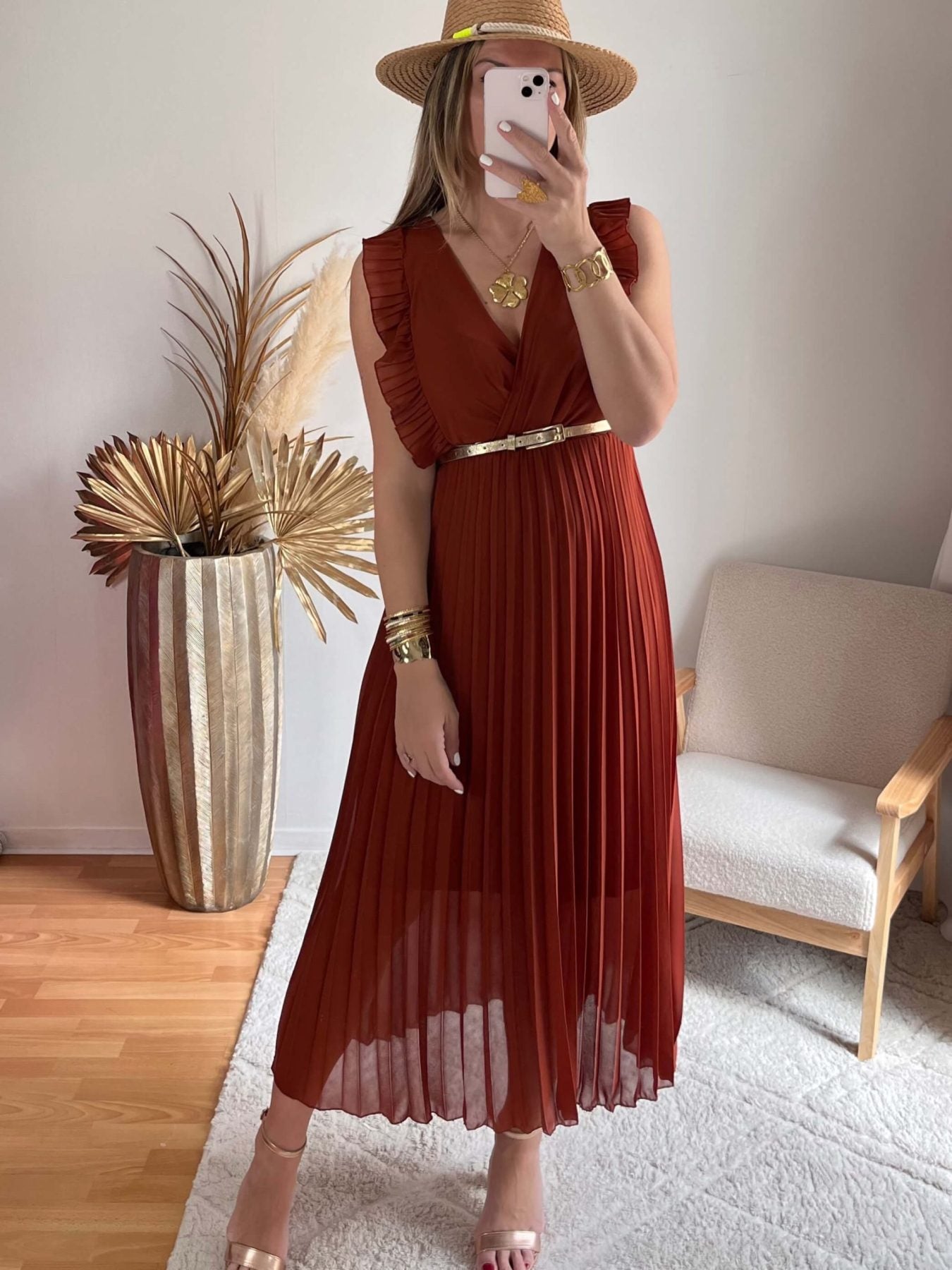 Robe longue terracotta - Sara