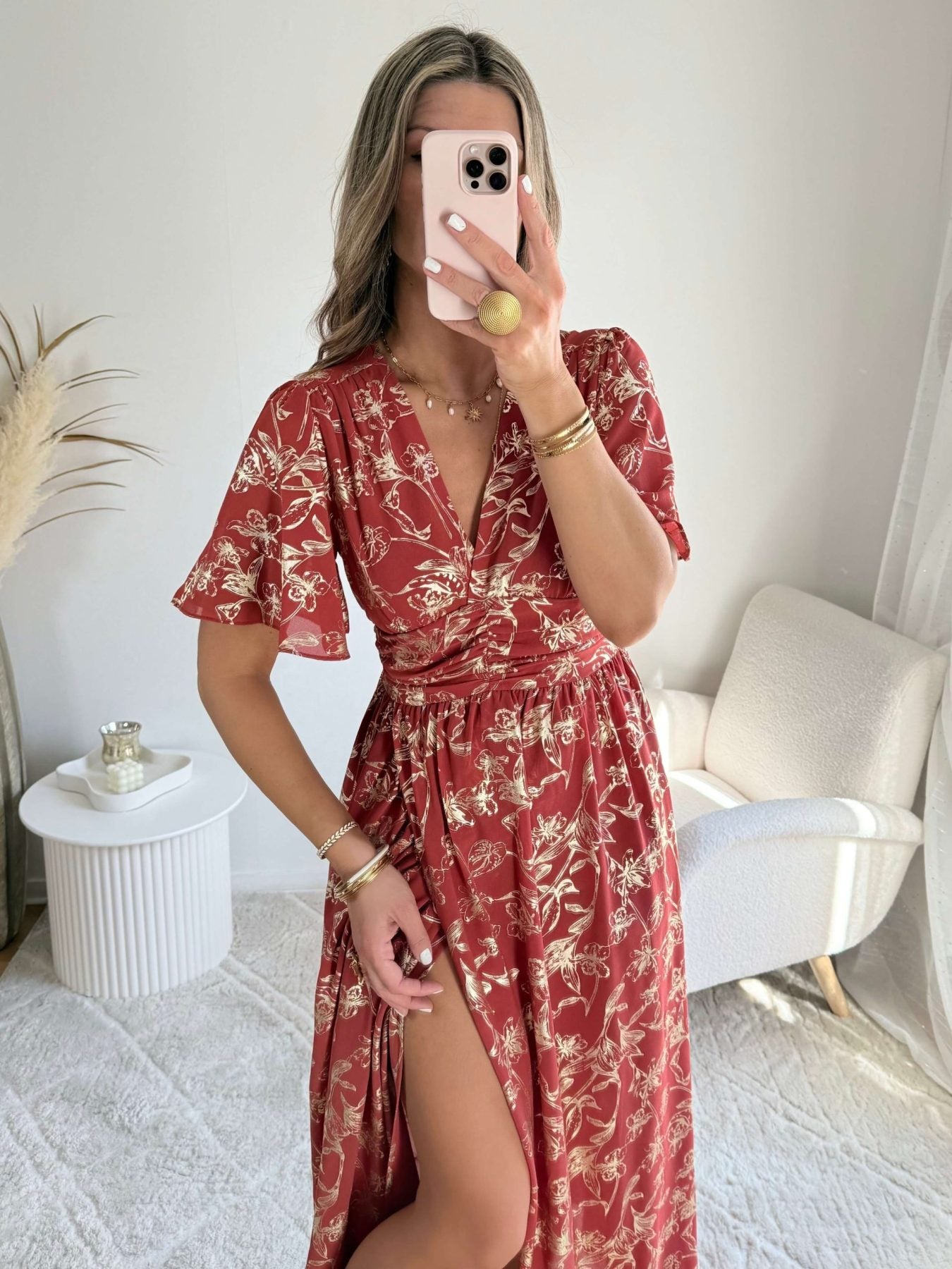 Robe terracotta dorée - Inès