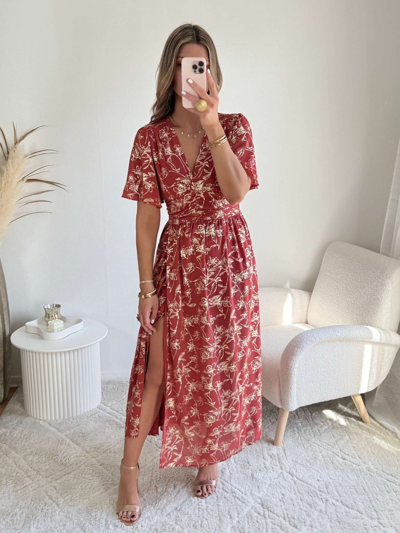 Robe terracotta dorée - Inès