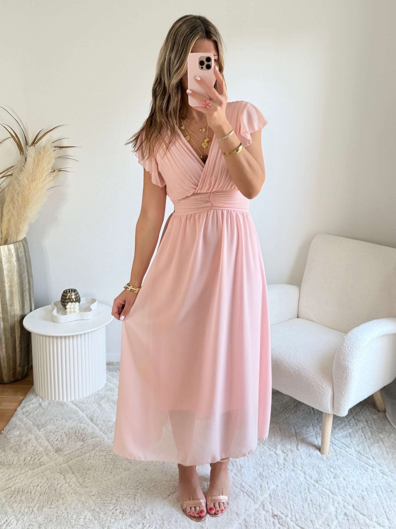 Robe longue rose pâle - Zoé