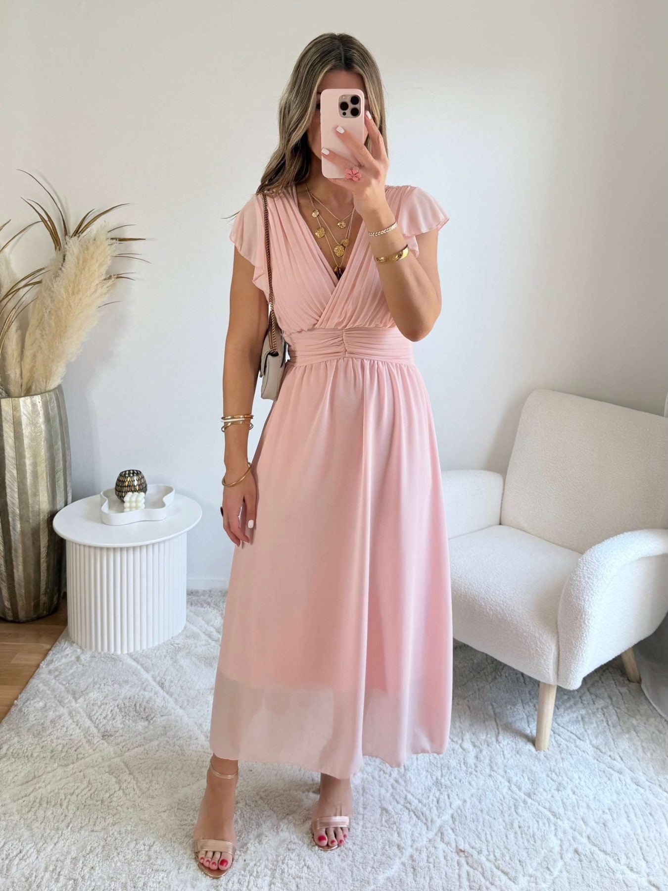 Robe longue rose pâle - Zoé