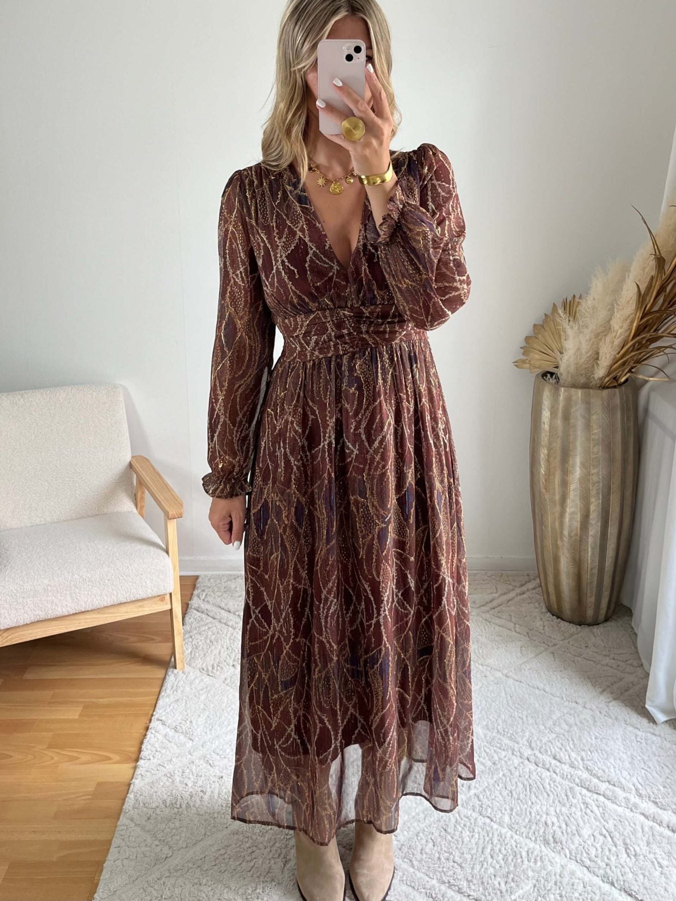 Robe marron dorée - Gloria