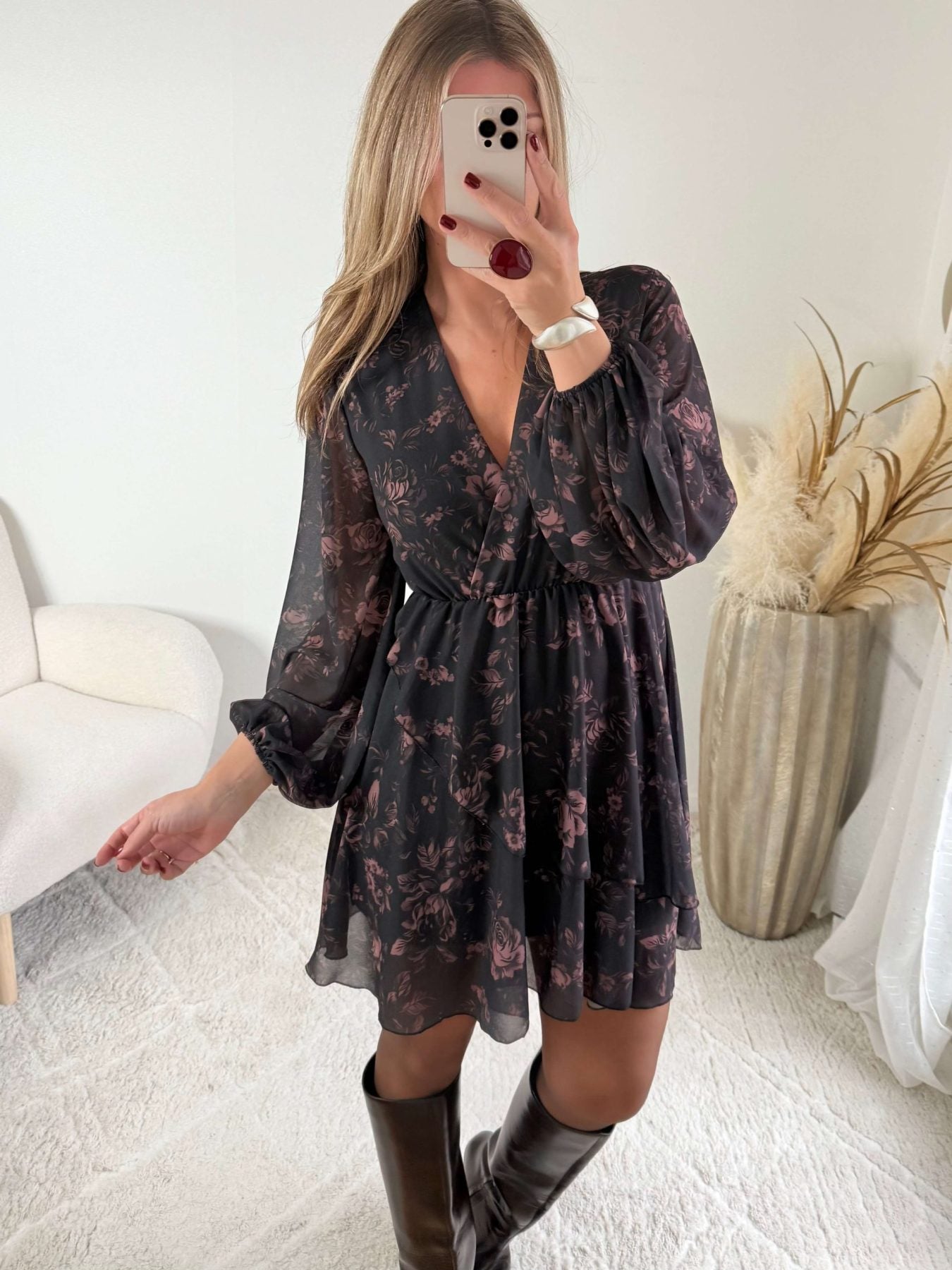 Robe noire à fleurs - Cassie