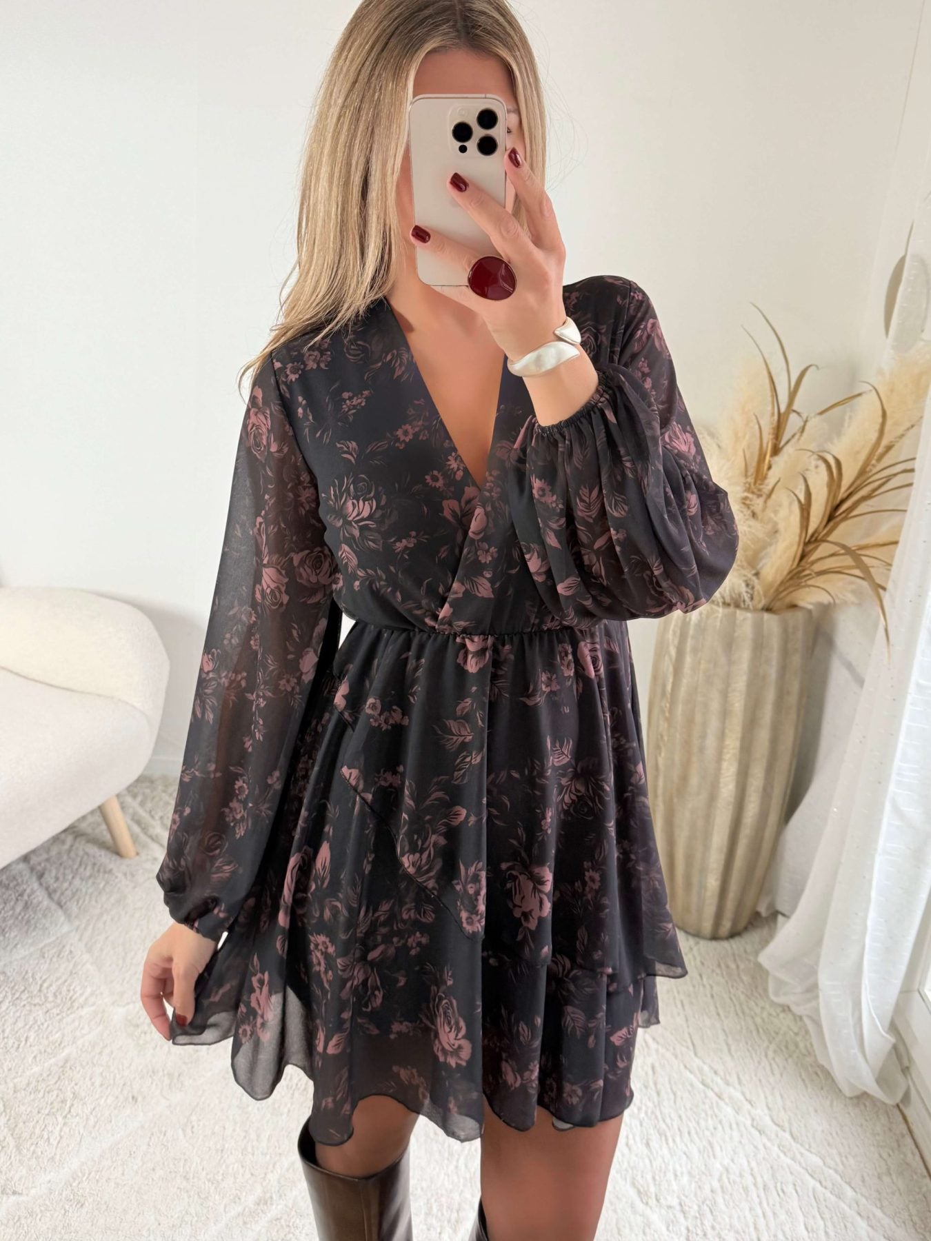 Robe noire à fleurs - Cassie