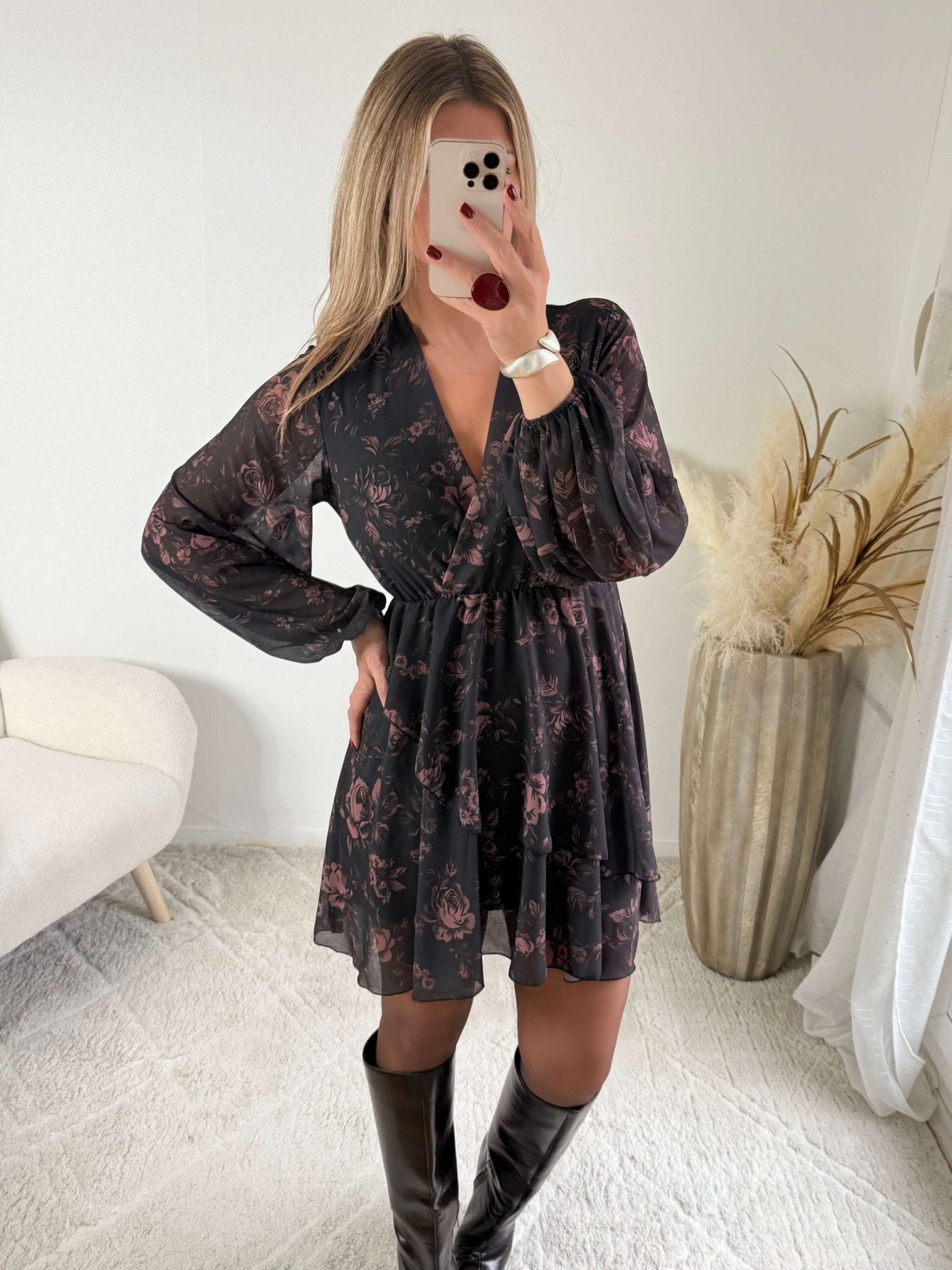 Robe noire à fleurs - Cassie