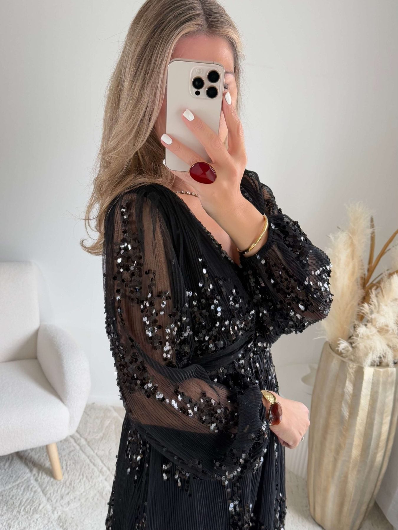 Robe noire à sequins - Adara