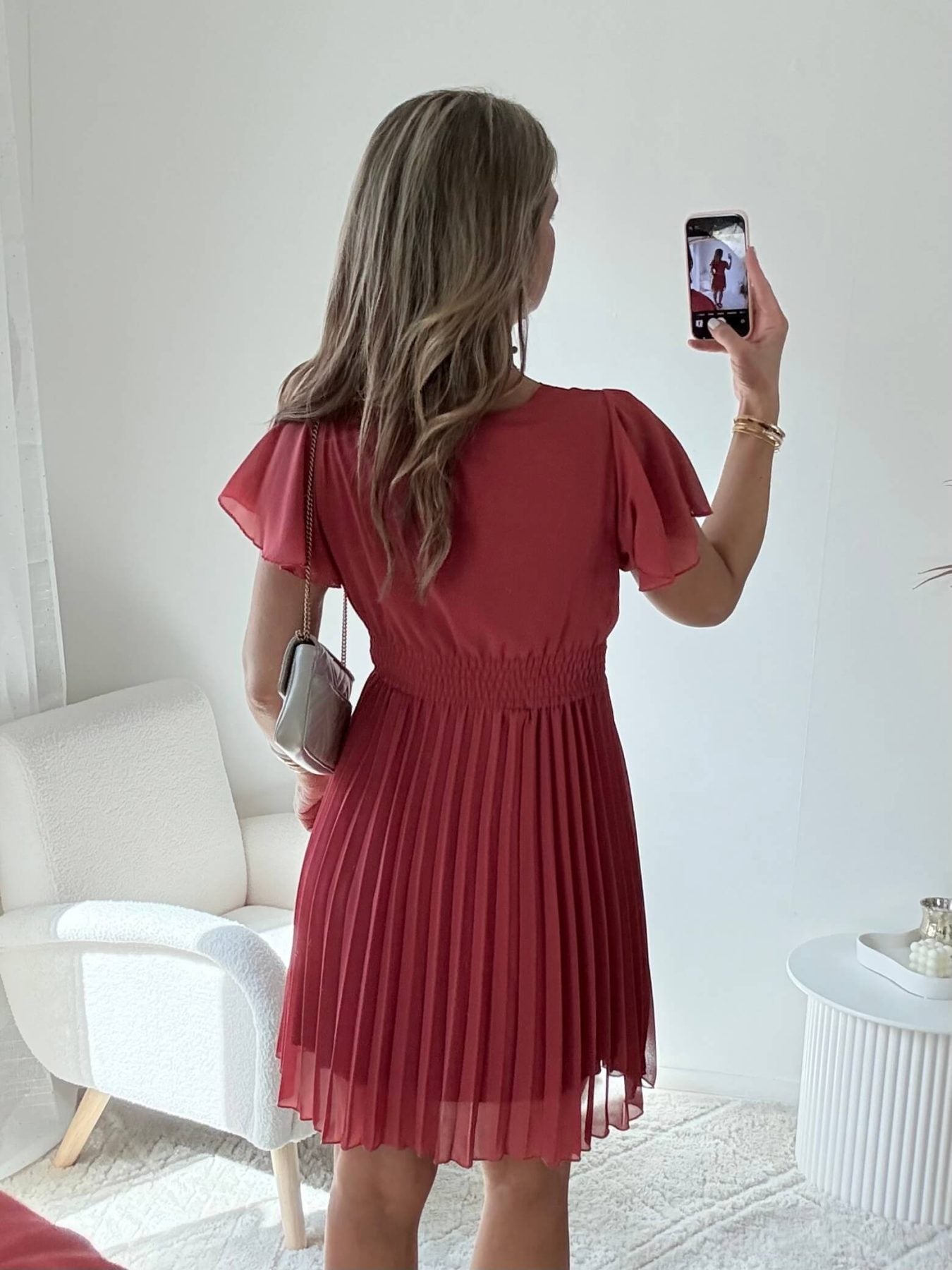 Robe plissée rose foncée - Louane