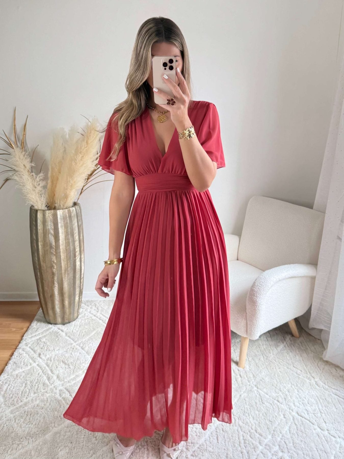 Robe plissée vieux rose - Ana