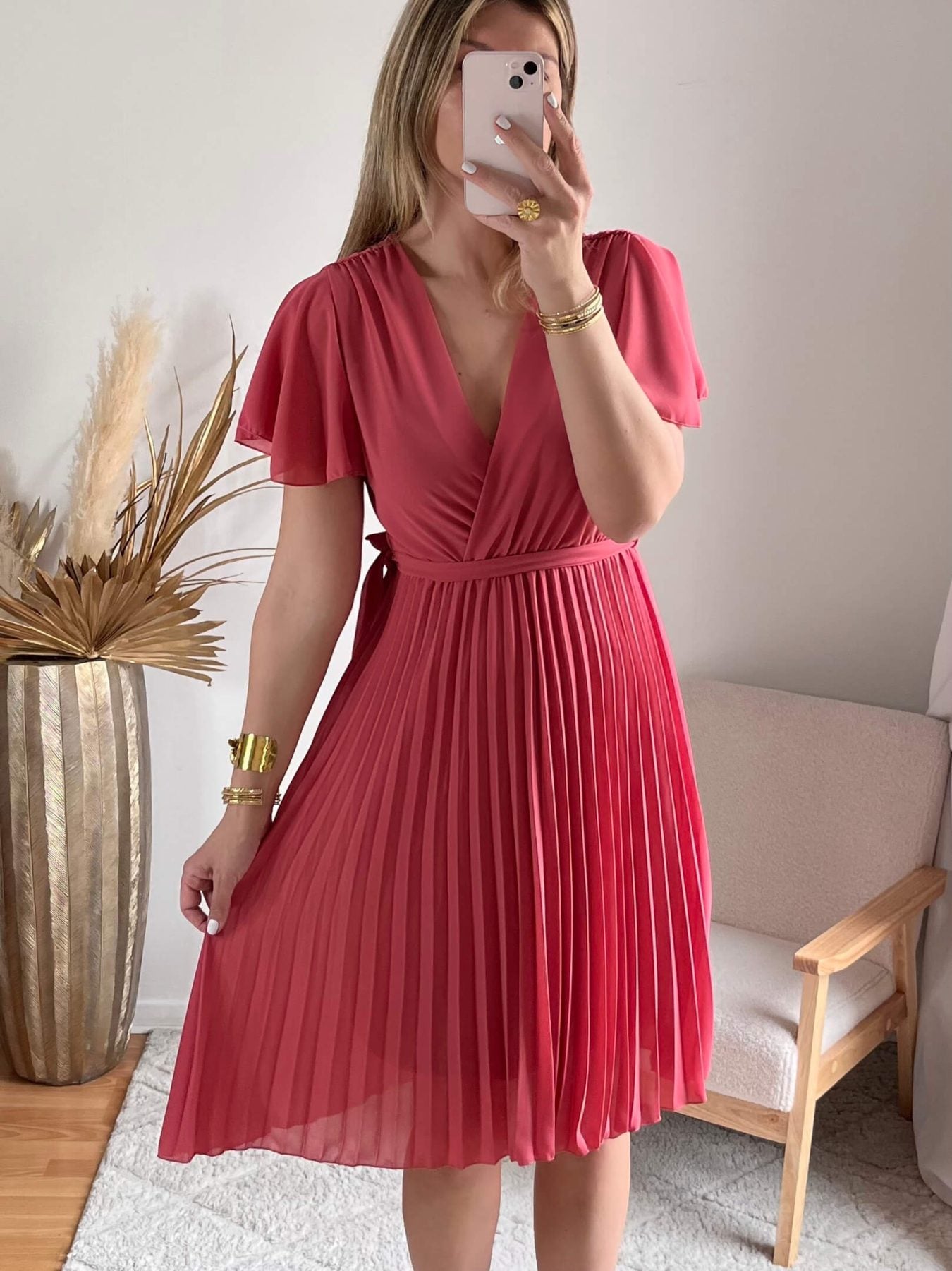 Robe plissée rose - Alma