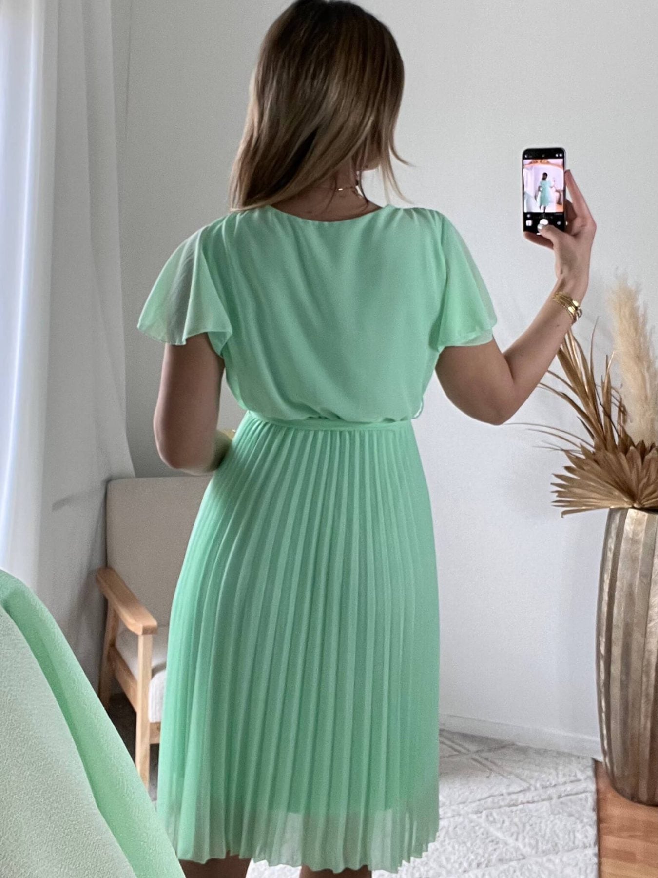 Robe plissée vert d'eau - Alma