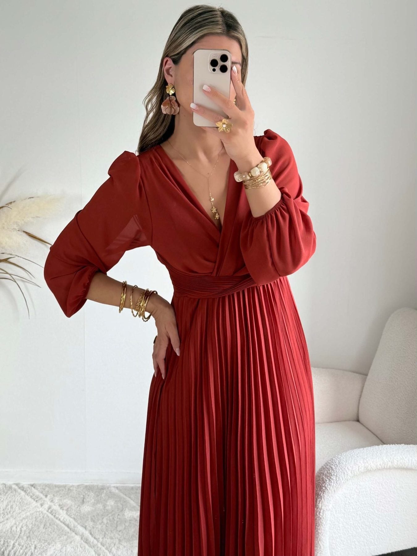Robe longue terracotta Angèle fluide bohème chic – Easy Dressing