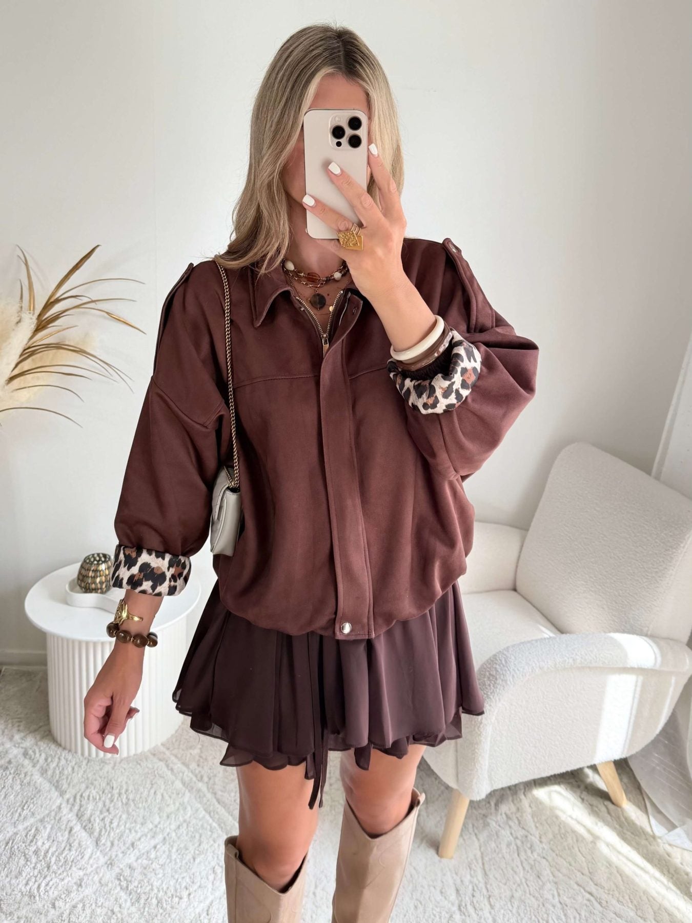 Veste marron effet daim - Lou