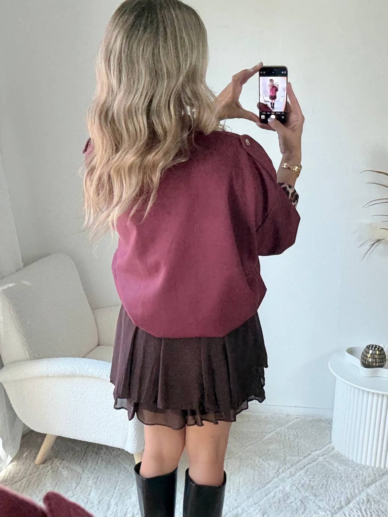 Veste effet daim bordeaux - Lou