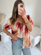 Blouse ample motifs dorés - Aurore