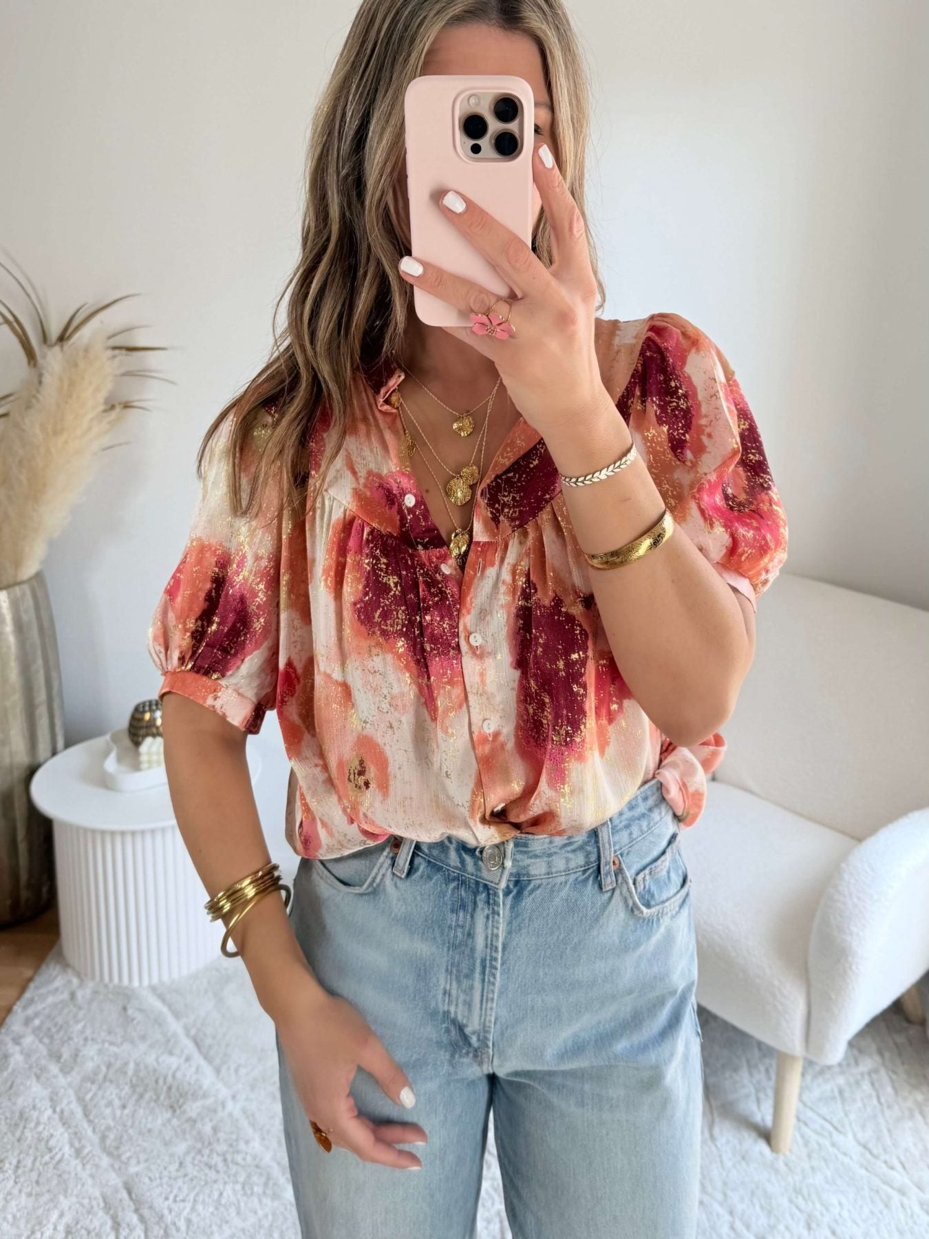 Blouse ample motifs dorés - Aurore