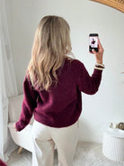 Cardigan bordeaux boutons bijoux - Gabi