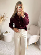 Cardigan bordeaux boutons bijoux - Gabi