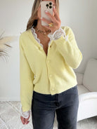 Cardigan dentelle jaune - Elina