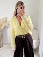 Cardigan dentelle jaune - Elina
