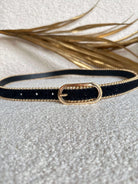 Ceinture fine noire dorée