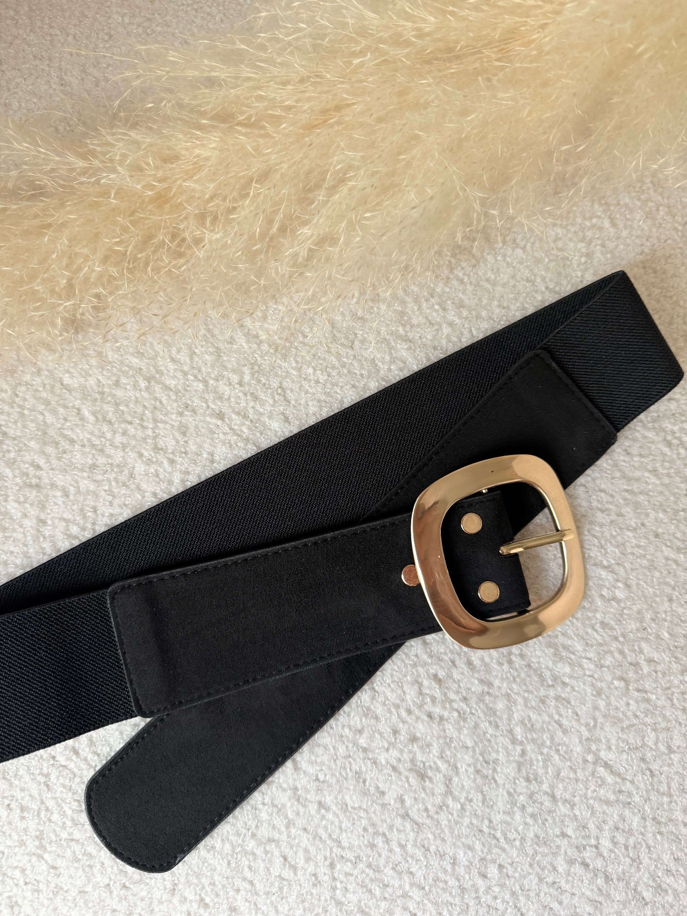 Ceinture noire dorée grande taille