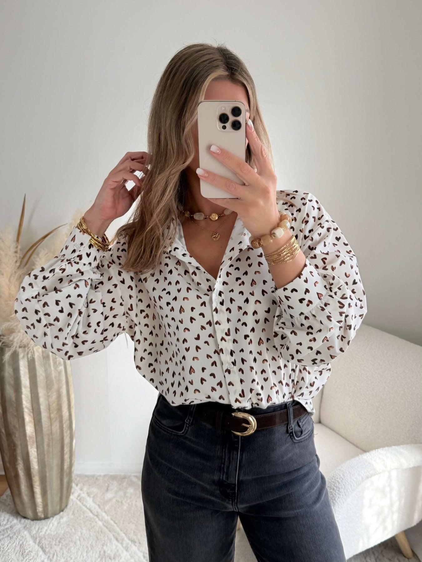 Chemise ample imprimée coeurs - Camille