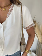 Blouse blanches détail dentelle