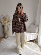 Chemise ample à carreaux ornée de strass Tilda, du S au L
