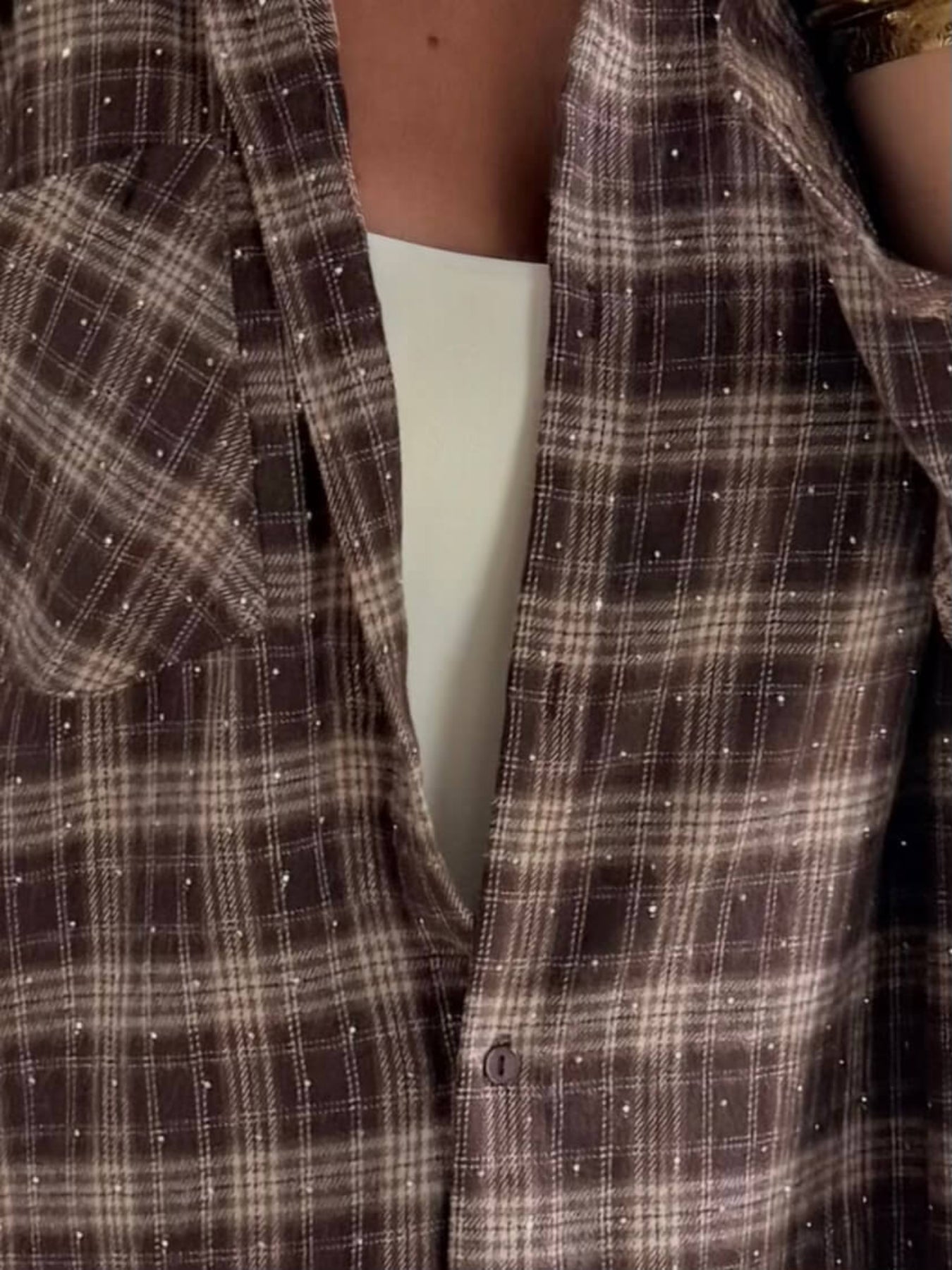 Chemise ample à carreaux ornée de strass Tilda, du S au L