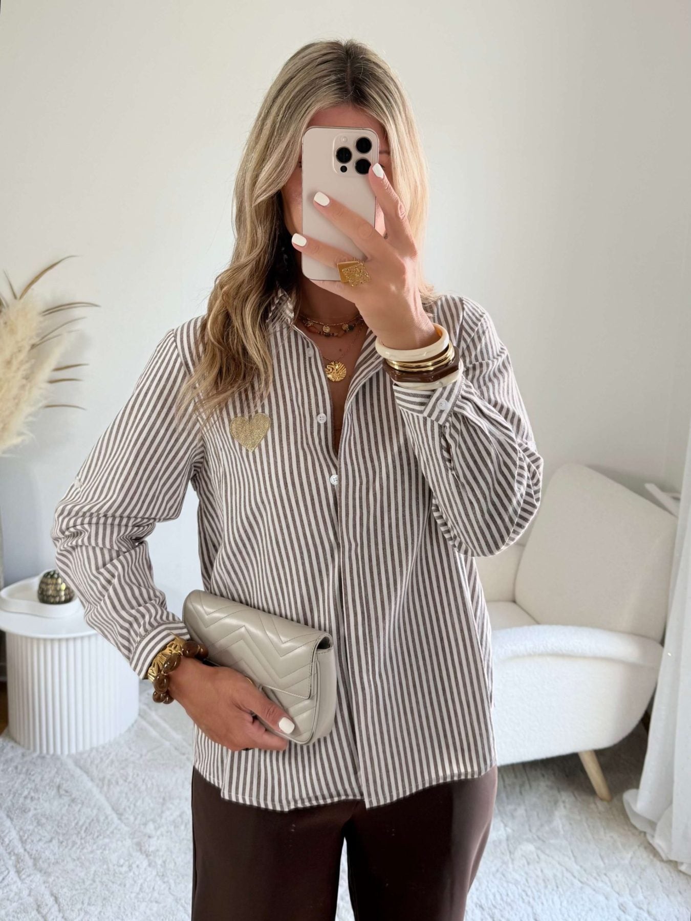 Chemise rayée café - Fily