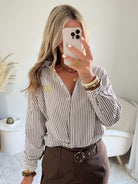 Chemise rayée café - Fily