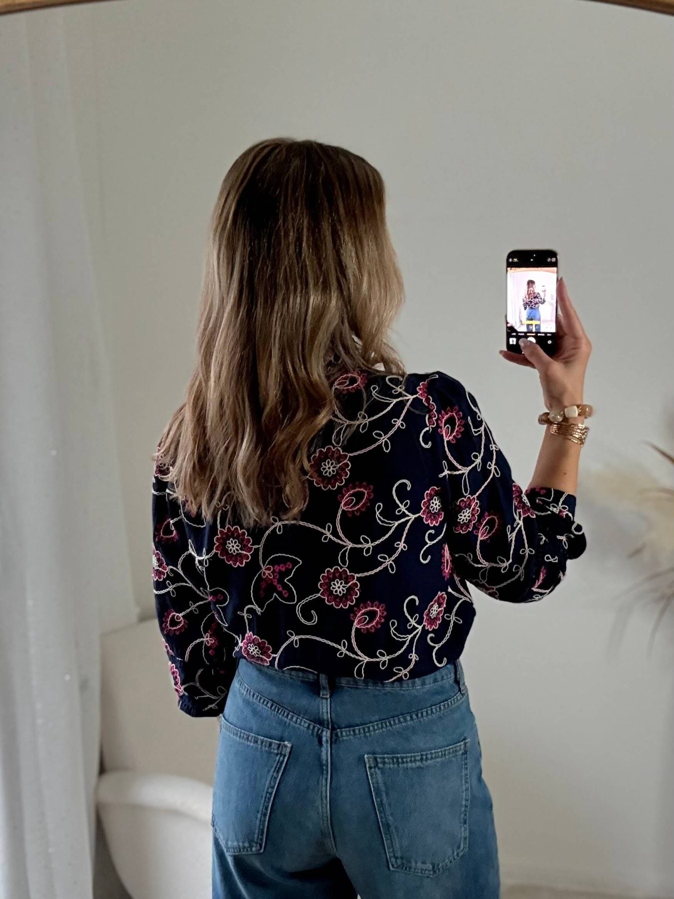 Chemisier marine brodé - Ysée