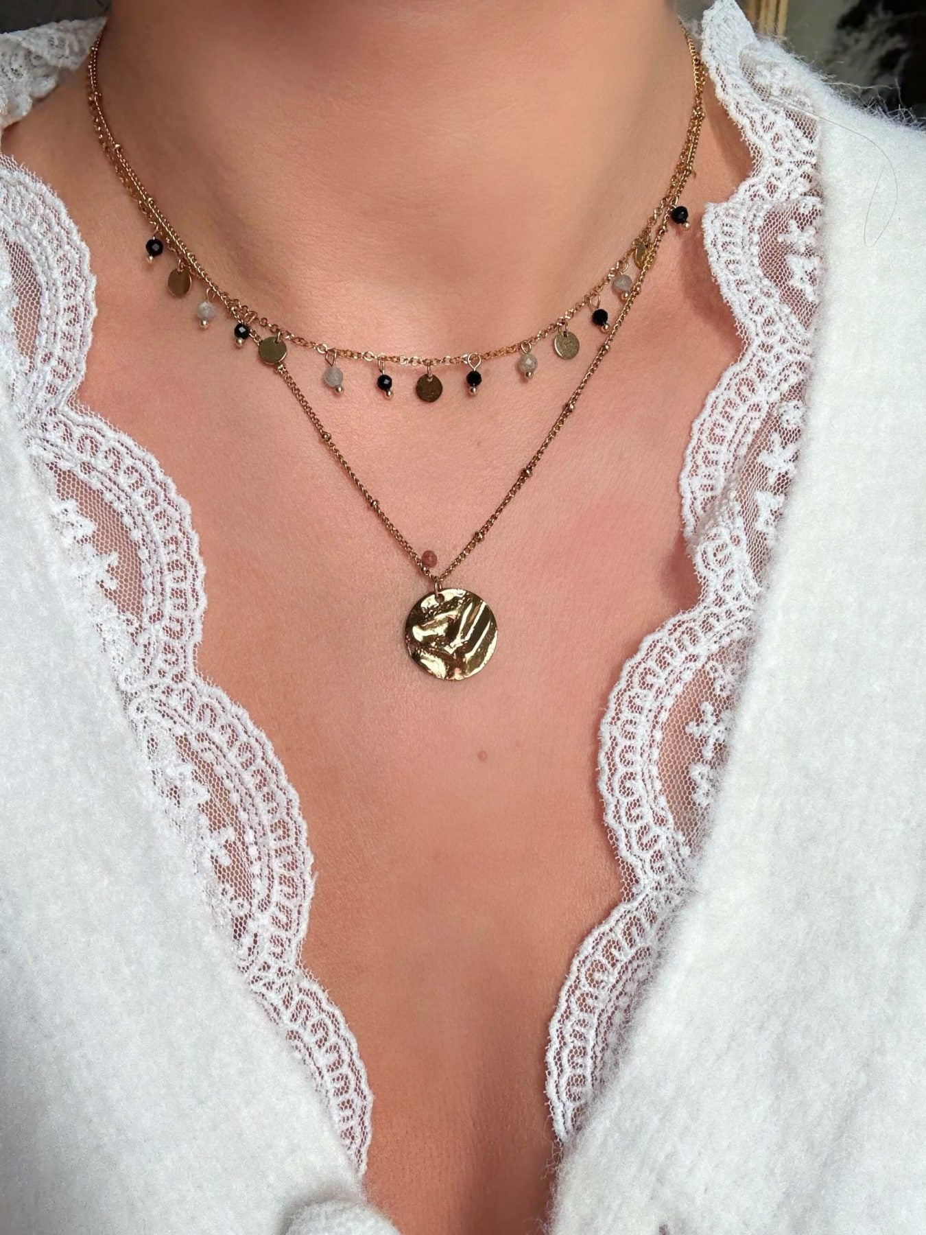 Collier double perles fines