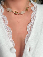 Collier perles nude doré