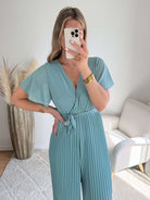 Combinaison bleu vert Lilou plissée fluide du S au 4XL - Easy Dressing